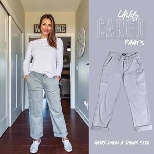 NWT LuLaRoe Utility Cargo Pants Women’s Size 26 Gray Straight Leg Workwear